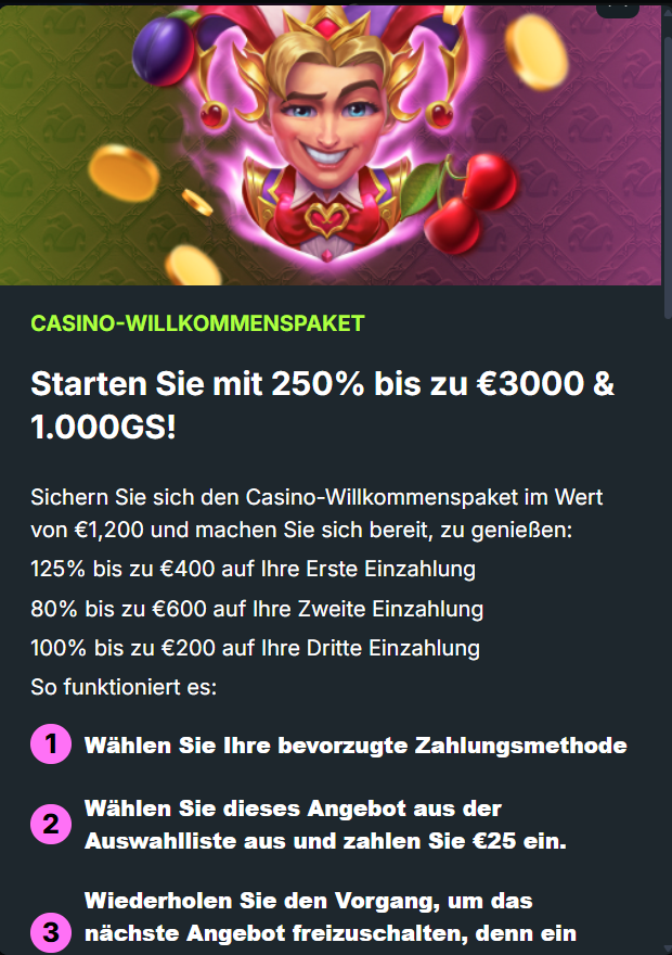 evobet casino bonus